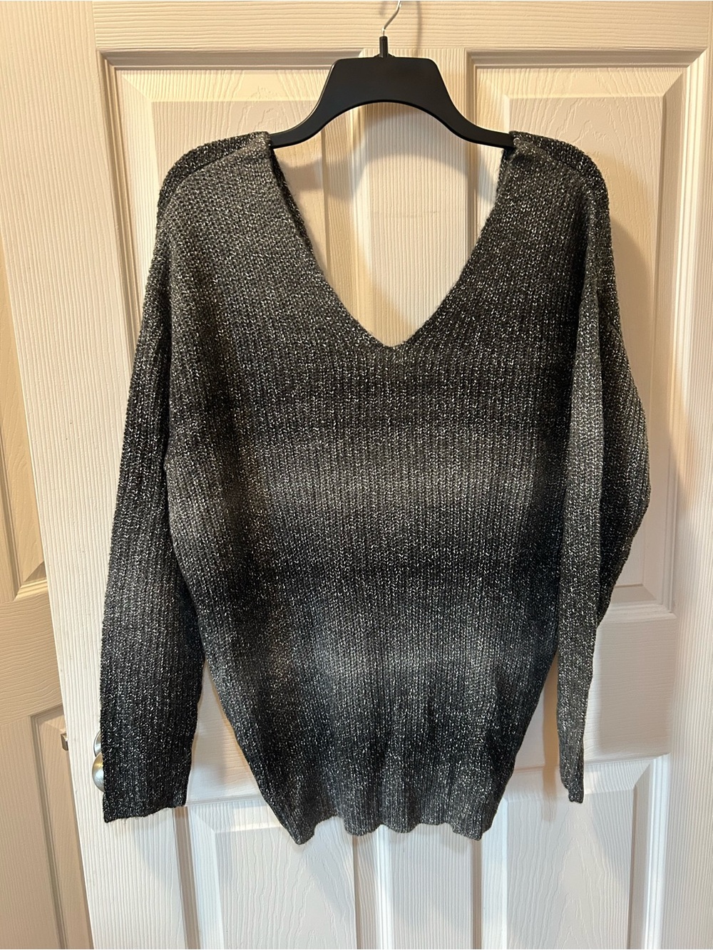 William Rast Medium Charcoal V-Neck Sweater With Twist Back NWT